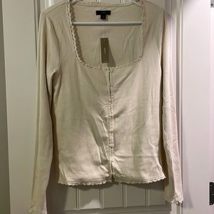 JCrew Ruffle Neck Top